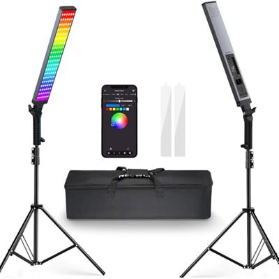 NEEWER Zestaw RGB Video Light Stick,2 sztuki oświetlenia LED do fotografii ze stojakiem,dyfuzorami,ściemnialny kij 2500-10000,CRI95+/TLCI97+, sterowanie aplikacją/2.4G/filmów/vlogów BH20C NEEWER Zestaw RGB Video Light Stick,2 sztuki oświetlenia LED do fotografii ze stojakiem,dyfuzorami,ściemnialny kij 2500-10000,CRI95+/TLCI97+, sterowanie aplikacją/2.4G/filmów/vlogów BH20C