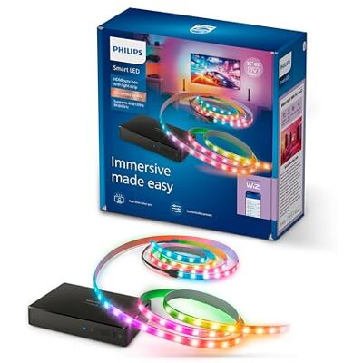 Philips HDMI 2.1 Sync Box 8K z Podświetleniem TV 55"–65", Taśma LED RGBIC, Ultra Szybkie Odświeżanie, Personalizowane Oświetlenie, Łatwy Montaż, TV, Filmy, Gaming Philips HDMI 2.1 Sync Box 8K z Podświetleniem TV 55"–65", Taśma LED RGBIC, Ultra Szybkie Odświeżanie, Personalizowane Oświetlenie, Łatwy Montaż, TV, Filmy, Gaming