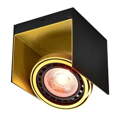 GTV VERSO ES111 reflektor sufitowy do zabudowy, czarno-złoty, z aluminium, wychylny, 1 × GU10, IP20, 15,5 × 14 × 13 cm; nowoczesny reflektor punktowy do salonu, kuchni i korytarza, oświetlenie GTV VERSO ES111 reflektor sufitowy do zabudowy, czarno-złoty, z aluminium, wychylny, 1 × GU10, IP20, 15,5 × 14 × 13 cm; nowoczesny reflektor punktowy do salonu, kuchni i korytarza, oświetlenie