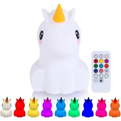 Kadoing ® lampka nocna Jednorożec (duża) z funkcją dotyku i pilotem akumulator światło nocne dla dzieci prezent i zabawka lampka LED do pokoju dziecięcego Kadoing ® lampka nocna Jednorożec (duża) z funkcją dotyku i pilotem akumulator światło nocne dla dzieci prezent i zabawka lampka LED do pokoju dziecięcego