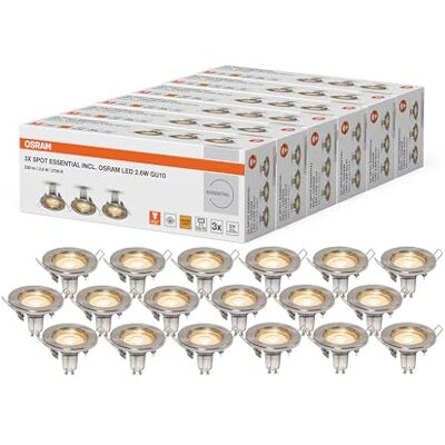 OSRAM Wpuszczana lampa sufitowa szczotkowany nikiel, ciepła biel Spot Essential, Spot lights and ceiling spots, Szczotkowany nikiel, 80 mm dia, 25000 h, opakowanie 6 sztuk OSRAM Wpuszczana lampa sufitowa szczotkowany nikiel, ciepła biel Spot Essential, Spot lights and ceiling spots, Szczotkowany nikiel, 80 mm dia, 25000 h, opakowanie 6 sztuk