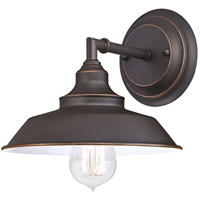 Westinghouse Oświetlenie 63435 Iron Hill One-Light Indoor Wall Oprawa ścienna, wykończenie olejowane z brązu z pasemkami Westinghouse Oświetlenie 63435 Iron Hill One-Light Indoor Wall Oprawa ścienna, wykończenie olejowane z brązu z pasemkami