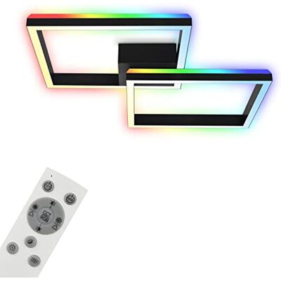 BRILONER Lampa sufitowa RGB, podświetlana lampa sufitowa LED, ściemniana, regulowana temperatura barwowa, ramka LED RGB, pilot zdalnego sterowania, czarna BRILONER Lampa sufitowa RGB, podświetlana lampa sufitowa LED, ściemniana, regulowana temperatura barwowa, ramka LED RGB, pilot zdalnego sterowania, czarna