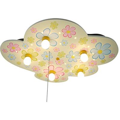 Niermann Standby 670A A++ do E, lampa sufitowa chmurka, kolorowe kwiaty "Amazon Echo kompatybilne", drewno, 40 W, E14, wielokolorowa, 74 x 57 x 7 cm Niermann Standby 670A A++ do E, lampa sufitowa chmurka, kolorowe kwiaty "Amazon Echo kompatybilne", drewno, 40 W, E14, wielokolorowa, 74 x 57 x 7 cm
