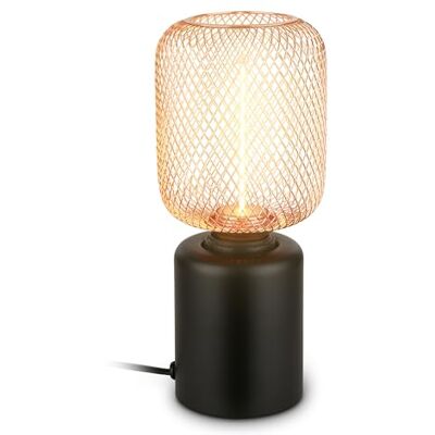 BRILONER Lampa stołowa z drucianą siatką, przełącznik kablowy, gniazdo E27, lampka nocna, oświetlenie dekoracyjne do przedpokoju lub biura, lampka do czytania, 10x25 cm, różowe złoto BRILONER Lampa stołowa z drucianą siatką, przełącznik kablowy, gniazdo E27, lampka nocna, oświetlenie dekoracyjne do przedpokoju lub biura, lampka do czytania, 10x25 cm, różowe złoto