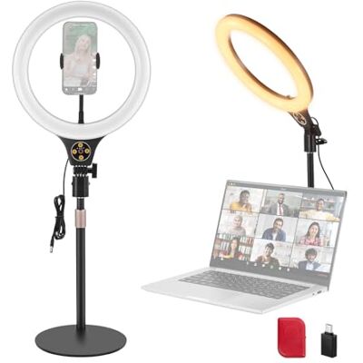 NEEWER Wersja wewnętrzna LEVEL 10,5" Ring Light stołowy ze stojakiem/uchwytem na telefon kompatybilny z iPhonem/pilotem zdalnego sterowania, pierścień 10 W CRI85+ do strumieniowego nagrywania NEEWER Wersja wewnętrzna LEVEL 10,5" Ring Light stołowy ze stojakiem/uchwytem na telefon kompatybilny z iPhonem/pilotem zdalnego sterowania, pierścień 10 W CRI85+ do strumieniowego nagrywania