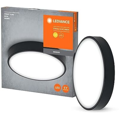 LEDVANCE Lampa Sufitowa LED Orbis Slim Moia 380 mm, Czarna, 24 W, 2600LM, Ciepłe Białe Światło, Jednorodna Dystrybucja Światła, Zainstalowany Moduł LED, Okrąg LEDVANCE Lampa Sufitowa LED Orbis Slim Moia 380 mm, Czarna, 24 W, 2600LM, Ciepłe Białe Światło, Jednorodna Dystrybucja Światła, Zainstalowany Moduł LED, Okrąg