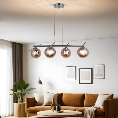 Opviq Cobalt metalowy żyrandol, regulowana wysokość 50-80 cm, Ø 15 szklana czapka, 4 x gniazdo E27, eleganckie wzornictwo do nowoczesnych przestrzeni, stopień ochrony IP20, bez żarówki w zestawie Opviq Cobalt metalowy żyrandol, regulowana wysokość 50-80 cm, Ø 15 szklana czapka, 4 x gniazdo E27, eleganckie wzornictwo do nowoczesnych przestrzeni, stopień ochrony IP20, bez żarówki w zestawie
