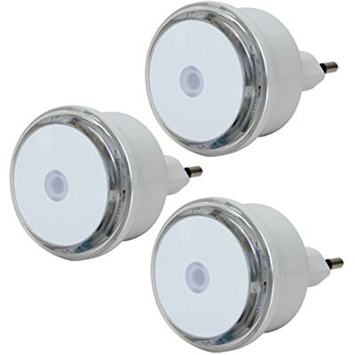 Electraline 92194 lampka nocna LED, czujnik do izolacji, biała/przezroczysta, 3 sztuki Electraline 92194 lampka nocna LED, czujnik do izolacji, biała/przezroczysta, 3 sztuki