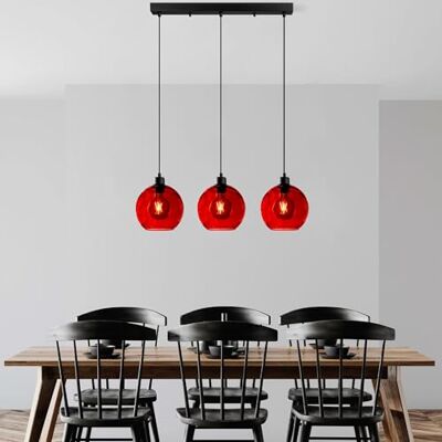 Opviq Elegancki czerwony żyrandol, regulowana wysokość 40-120 cm, metalowy korpus, 3 x gniazdo E27, 70 x 20 x 120 cm, idealna do nowoczesnych przestrzeni życiowych, stylowa i funkcjonalna Opviq Elegancki czerwony żyrandol, regulowana wysokość 40-120 cm, metalowy korpus, 3 x gniazdo E27, 70 x 20 x 120 cm, idealna do nowoczesnych przestrzeni życiowych, stylowa i funkcjonalna