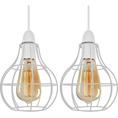 LEDSone Nowoczesna, łatwa do dopasowania metalowa lampa wisząca z drutu, do wewnątrz, kuchni, sypialni (biała, 2 sztuki) LEDSone Nowoczesna, łatwa do dopasowania metalowa lampa wisząca z drutu, do wewnątrz, kuchni, sypialni (biała, 2 sztuki)