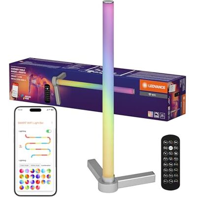 LEDVANCE SMART inteligentna i nowoczesna lampa stołowa do oświetlenia pośredniego z technologią WiFi; Magic RGB; ściemnialna; srebrna; aluminiowa; niewymienne żarówki LEDVANCE SMART inteligentna i nowoczesna lampa stołowa do oświetlenia pośredniego z technologią WiFi; Magic RGB; ściemnialna; srebrna; aluminiowa; niewymienne żarówki