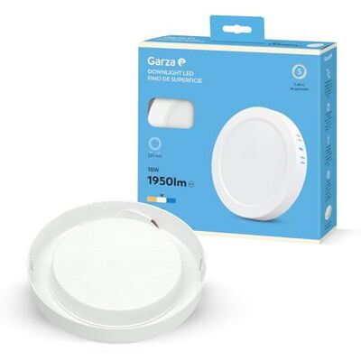 Garza Lampa sufitowa LED, montaż natynkowy, okrągły, 22 cm, 18 W, neutralne światło 4000 K, 1950 lm, 30 000 h, IP20, biała, energooszczędna 80% Garza Lampa sufitowa LED, montaż natynkowy, okrągły, 22 cm, 18 W, neutralne światło 4000 K, 1950 lm, 30 000 h, IP20, biała, energooszczędna 80%