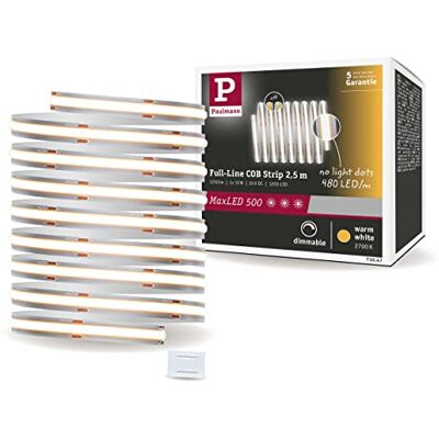 Paulmann 71047 MaxLED 500 LED Strip Full-Line COB pojedyncza taśma 2,5m 15W 1250lm 480LED/m 2700K ściemniana Srebrny tworzywo sztuczne Paulmann 71047 MaxLED 500 LED Strip Full-Line COB pojedyncza taśma 2,5m 15W 1250lm 480LED/m 2700K ściemniana Srebrny tworzywo sztuczne