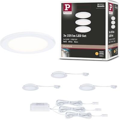 Paulmann 93115 Zestaw mebli wpuszczanych LED 3 65 mm 3x2,5W 3x180lm 230/12V 3000 K Biały Paulmann 93115 Zestaw mebli wpuszczanych LED 3 65 mm 3x2,5W 3x180lm 230/12V 3000 K Biały