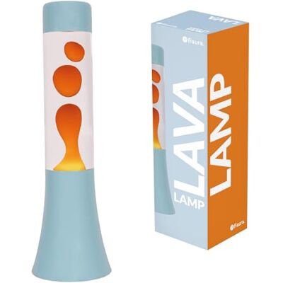 FISURA – Lampa lawa zielona 30 cm, lampa lawa relaksacyjna w stylu retro do domu, lampka dekoracyjna z niebieską podstawą i pomarańczowym płynem, oryginalny pomysł na prezent, 9 x 9 x 30 cm FISURA – Lampa lawa zielona 30 cm, lampa lawa relaksacyjna w stylu retro do domu, lampka dekoracyjna z niebieską podstawą i pomarańczowym płynem, oryginalny pomysł na prezent, 9 x 9 x 30 cm