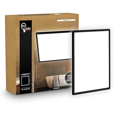 B.K.Licht Panel LED z oświetleniem pośrednim, płaska forma i neutralne białe światło, klasa IP44, lampa sufitowa do łazienki, salonu oraz kuchni, 29 x 29 x 3 cm, czarny B.K.Licht Panel LED z oświetleniem pośrednim, płaska forma i neutralne białe światło, klasa IP44, lampa sufitowa do łazienki, salonu oraz kuchni, 29 x 29 x 3 cm, czarny