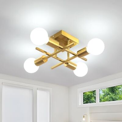 Comely Żyrandol Plafon Przemysłowy, 4 Światła Vintage Metalowy Żyrandol, Złota Lampa Sufitowa Do Sypialni Salonu Kuchni Korytarza, Podstawa E27 Comely Żyrandol Plafon Przemysłowy, 4 Światła Vintage Metalowy Żyrandol, Złota Lampa Sufitowa Do Sypialni Salonu Kuchni Korytarza, Podstawa E27