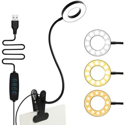 Cheerhom Lampa do czytania z zaciskiem LED elastyczna 360°, 3 tryby świecenia, 10 poziomów jasności, lampka nocna USB, energooszczędna lampa biurkowa LED, na stolik nocny, łóżko i biurko, 50 cm Cheerhom Lampa do czytania z zaciskiem LED elastyczna 360°, 3 tryby świecenia, 10 poziomów jasności, lampka nocna USB, energooszczędna lampa biurkowa LED, na stolik nocny, łóżko i biurko, 50 cm