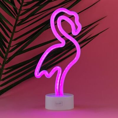 LEGAMI Lampa LED z efektem neonowym, It's a Sign, motyw flaminga, podwójne zasilanie, kabel typu C (w zestawie) lub baterie (nie wchodzą w zakres dostawy), lampa stołowa LEGAMI Lampa LED z efektem neonowym, It's a Sign, motyw flaminga, podwójne zasilanie, kabel typu C (w zestawie) lub baterie (nie wchodzą w zakres dostawy), lampa stołowa