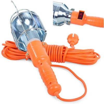 PARENCE Przenośna lampa garażowa 230 V z hakiem – gniazdo E27 do 60 W – 5 m kablowa lampa robocza – przełącznik wł./wył. – lampa ręczna z certyfikatem CE na placu budowy PARENCE Przenośna lampa garażowa 230 V z hakiem – gniazdo E27 do 60 W – 5 m kablowa lampa robocza – przełącznik wł./wył. – lampa ręczna z certyfikatem CE na placu budowy