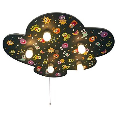 Niermann Standby 639A A++ do E, lampa sufitowa Aliens "kompatybilna z Amazon Ech", drewno, 40 W, E14, Multi Color, 74 x 57 x 7 cm Niermann Standby 639A A++ do E, lampa sufitowa Aliens "kompatybilna z Amazon Ech", drewno, 40 W, E14, Multi Color, 74 x 57 x 7 cm