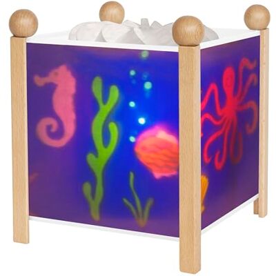 Trousselier Morze lampka nocna magiczna latarnia idealny prezent urodzinowy kolor drewna naturalny animowane obrazy uspokajające światło żarówka 12 V 10 W w zestawie wtyczka UE Trousselier Morze lampka nocna magiczna latarnia idealny prezent urodzinowy kolor drewna naturalny animowane obrazy uspokajające światło żarówka 12 V 10 W w zestawie wtyczka UE