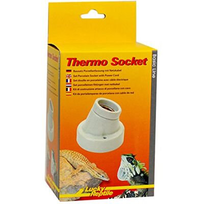 Lucky Reptile Thermo Socket Oprawa porcelanowa kątowa Oprawka do lamp E27 z kablem zasilającym Zestaw z oprawką i elementami montażowymi Kompatybilna z lampami do 150 W Lucky Reptile Thermo Socket Oprawa porcelanowa kątowa Oprawka do lamp E27 z kablem zasilającym Zestaw z oprawką i elementami montażowymi Kompatybilna z lampami do 150 W