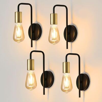 Osairous Comely Vintage Kinkiet 4 Sztuki, Przemysłowa Wewnętrzna Lampa Ścienna, Retro Żelazny Spot Ścienny Do Sypialni Korytarza Baru, E27, IP20, Czarny, Bez Żarówki Osairous Comely Vintage Kinkiet 4 Sztuki, Przemysłowa Wewnętrzna Lampa Ścienna, Retro Żelazny Spot Ścienny Do Sypialni Korytarza Baru, E27, IP20, Czarny, Bez Żarówki