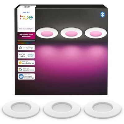 Philips Slim Downlight Podtynkowa Lampa Sufitowa LED 1000 lm 90 mm Pełne Spektrum 1000–20000 K Ultraniskie Przyciemnianie Precyzyjne Kolory Inteligentne Oświetlenie Biały 3 Szt. Philips Slim Downlight Podtynkowa Lampa Sufitowa LED 1000 lm 90 mm Pełne Spektrum 1000–20000 K Ultraniskie Przyciemnianie Precyzyjne Kolory Inteligentne Oświetlenie Biały 3 Szt.