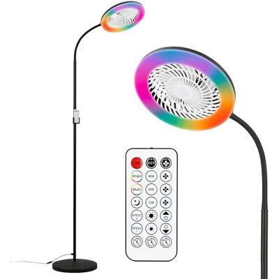 BRILONER Wentylator stojący LED z oświetleniem, pilot, RGBIC, CCT, ściemnialny i oscylacyjny, lampa podłogowa z wentylatorem do salonu, wentylator lampą, 28 x 185 cm, Czarny BRILONER Wentylator stojący LED z oświetleniem, pilot, RGBIC, CCT, ściemnialny i oscylacyjny, lampa podłogowa z wentylatorem do salonu, wentylator lampą, 28 x 185 cm, Czarny