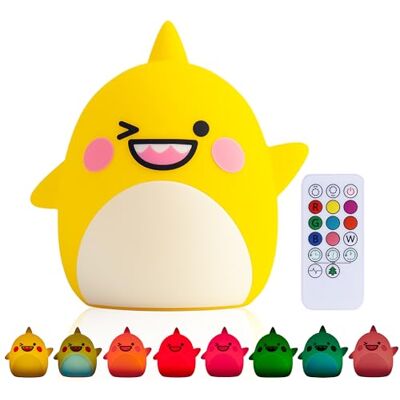 Kadoing ® lampka nocna Maly Rekin (duża) z funkcją dotyku i pilotem akumulator światło nocne dla dzieci prezent i zabawka lampka LED do pokoju dziecięcego Kadoing ® lampka nocna Maly Rekin (duża) z funkcją dotyku i pilotem akumulator światło nocne dla dzieci prezent i zabawka lampka LED do pokoju dziecięcego