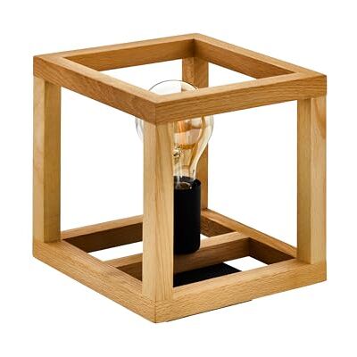 EGLO lampa stołowa Blackcrown, lampka nocna w kształcie sześcianu dekoracyjna światło naturalnym wzornictwie czarna stal z drewnianą ramą oprawa drewniana oprawą E27 20 x cm EGLO lampa stołowa Blackcrown, lampka nocna w kształcie sześcianu dekoracyjna światło naturalnym wzornictwie czarna stal z drewnianą ramą oprawa drewniana oprawą E27 20 x cm