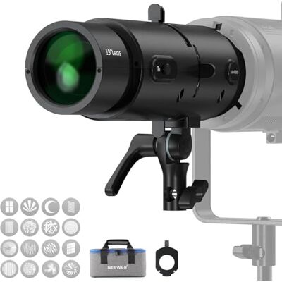 NEEWER LS-300 Reflektor optyczny Snoot do lamp wideo LED o mocy 300 W z obiektywem projekcyjnym 16x Gobo 19° 98% przepuszczalności światła, geometryczny modelujący do kreatywnej fotografii i NEEWER LS-300 Reflektor optyczny Snoot do lamp wideo LED o mocy 300 W z obiektywem projekcyjnym 16x Gobo 19° 98% przepuszczalności światła, geometryczny modelujący do kreatywnej fotografii i