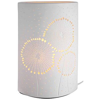 GILDE Dekoracyjna lampa stołowa z porcelany — elipsa "dmuchawiec", wysokość 28 cm GILDE Dekoracyjna lampa stołowa z porcelany — elipsa "dmuchawiec", wysokość 28 cm