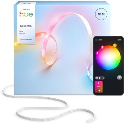 Philips Hue Essential 10-Metrowa LED Taśma LED, RGBIC, Żywe Kolory i Nastrój, Elastyczne Oświetlenie Wewnętrzne, Łatwy Montaż, Aplikacja i Kontrola Głosowa, Alexa, Google Assistant i Apple Home Philips Hue Essential 10-Metrowa LED Taśma LED, RGBIC, Żywe Kolory i Nastrój, Elastyczne Oświetlenie Wewnętrzne, Łatwy Montaż, Aplikacja i Kontrola Głosowa, Alexa, Google Assistant i Apple Home