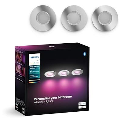 Philips White & Color Ambiance Xamento wpuszczany reflektor, 3 opakowania, ściemniane światło łazienkowe Philips White & Color Ambiance Xamento wpuszczany reflektor, 3 opakowania, ściemniane światło łazienkowe