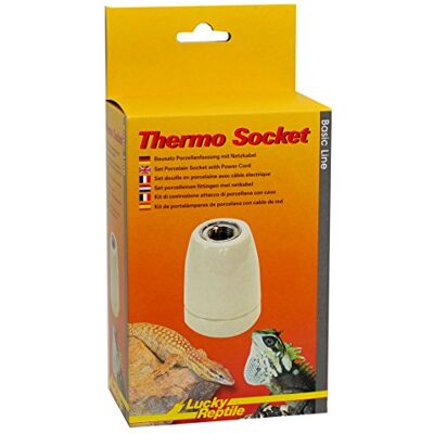 Lucky Reptile Thermo Socket Oprawa porcelanowa z gwintem Oprawka do lamp E27 z kablem zasilającym, gwintowanym cylindrem i elementami montażowymi Kompatybilna z lampami do 150 W Lucky Reptile Thermo Socket Oprawa porcelanowa z gwintem Oprawka do lamp E27 z kablem zasilającym, gwintowanym cylindrem i elementami montażowymi Kompatybilna z lampami do 150 W