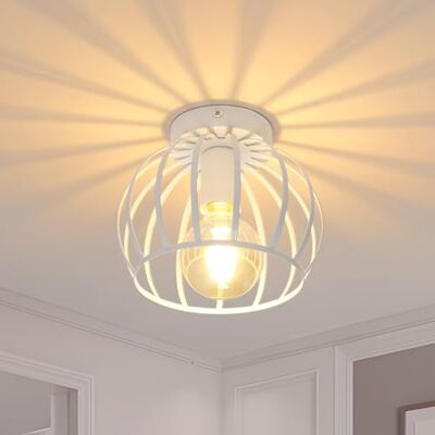 Comely Plafon Vintage E27, Plafon Półwpuszczany Biały Klosz Sufitowy W Klatce Metalowej, Retro Lampa Sufitowa Do Korytarza Wejścia Kuchni Salonu Sypialni Dekoracji Domu Comely Plafon Vintage E27, Plafon Półwpuszczany Biały Klosz Sufitowy W Klatce Metalowej, Retro Lampa Sufitowa Do Korytarza Wejścia Kuchni Salonu Sypialni Dekoracji Domu