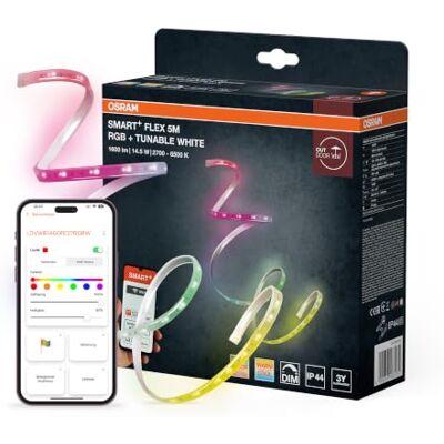 OSRAM Taśma LED SMART+ WIFI OUTD FLEX 5M, biała, 14W, 850lm, sterowana barwa ciepła od ciepłej do chłodnej bieli, światło RGB, do użytku na zewnątrz, sterowanie za pomocą aplikacji, długa żywotność, OSRAM Taśma LED SMART+ WIFI OUTD FLEX 5M, biała, 14W, 850lm, sterowana barwa ciepła od ciepłej do chłodnej bieli, światło RGB, do użytku na zewnątrz, sterowanie za pomocą aplikacji, długa żywotność,