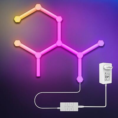 Aogled Lampa ścienna sześciokątna listwa świetlna LED, Smart Wi-Fi, RGB, dekoracja DIY, synchronizacja audio, rozpoznawanie atmosfery, możliwość sterowania w dowolnym momencie, salon, pokój Aogled Lampa ścienna sześciokątna listwa świetlna LED, Smart Wi-Fi, RGB, dekoracja DIY, synchronizacja audio, rozpoznawanie atmosfery, możliwość sterowania w dowolnym momencie, salon, pokój