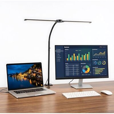 Noa Home Deco Lampa biurkowa LED, podwójna głowica z możliwością ściemniania 1200 lumenów, lampa stołowa łabędzia szyja do pielęgnacji oczu do pracy zdalnej, 3 kolory i 5 poziomów jasności Noa Home Deco Lampa biurkowa LED, podwójna głowica z możliwością ściemniania 1200 lumenów, lampa stołowa łabędzia szyja do pielęgnacji oczu do pracy zdalnej, 3 kolory i 5 poziomów jasności