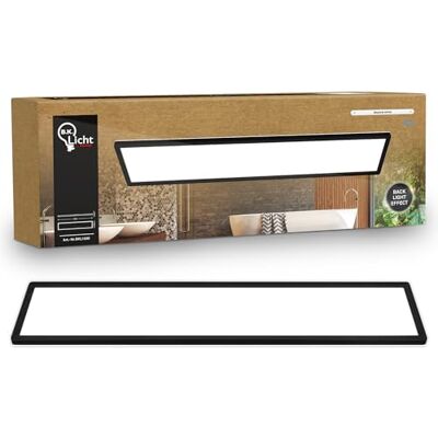 B.K.Licht Panel LED z oświetleniem pośrednim, płaska forma i neutralne białe światło, klasa IP44, lampa sufitowa do łazienki, salonu oraz kuchni, 98 x 20 x 3 cm, czarny B.K.Licht Panel LED z oświetleniem pośrednim, płaska forma i neutralne białe światło, klasa IP44, lampa sufitowa do łazienki, salonu oraz kuchni, 98 x 20 x 3 cm, czarny