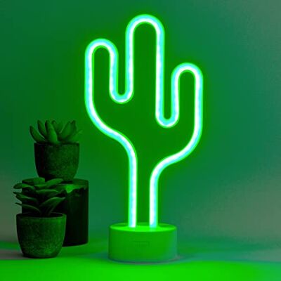 LEGAMI Lampa LED z efektem neonowym, It's a Sign, motyw kaktus, podwójne zasilanie, kabel typu C (w zestawie) lub baterie (nie wchodzą w zakres dostawy), lampa stołowa LEGAMI Lampa LED z efektem neonowym, It's a Sign, motyw kaktus, podwójne zasilanie, kabel typu C (w zestawie) lub baterie (nie wchodzą w zakres dostawy), lampa stołowa