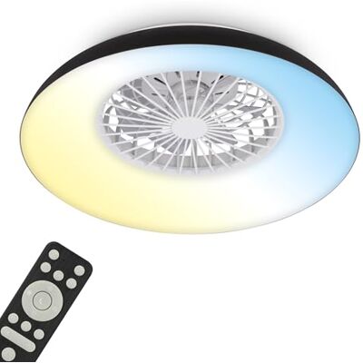 BRILONER Lampa sufitowa z wentylatorem LED CCT, 36,5 W i 3900 lm, 5 prędkości, regulowana temperatura barwowa 3000–6500 K, pilot, ściemnianie, timer, tryb lato/zima, 60 x 19 cm, czarny, biała BRILONER Lampa sufitowa z wentylatorem LED CCT, 36,5 W i 3900 lm, 5 prędkości, regulowana temperatura barwowa 3000–6500 K, pilot, ściemnianie, timer, tryb lato/zima, 60 x 19 cm, czarny, biała