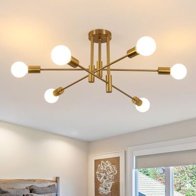 Comely Vintage Żyrandol Sputnik, 6-Światłowny Przemysłowy Sufit Z Bazą E27, Złote Metalowe Lampy Sufitowe Do Sypialni, Salonu, Kuchni, Kształt DIY, Średnica 72cm (Żarówka Nie Dołączona) Comely Vintage Żyrandol Sputnik, 6-Światłowny Przemysłowy Sufit Z Bazą E27, Złote Metalowe Lampy Sufitowe Do Sypialni, Salonu, Kuchni, Kształt DIY, Średnica 72cm (Żarówka Nie Dołączona)