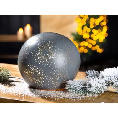 GILDE Lampa stołowa gwiazda porcelana szara matowa motyw gwiazdy kula Ø 18 cm oświetlenie dekoracja akcesoria do domu lampy GILDE Lampa stołowa gwiazda porcelana szara matowa motyw gwiazdy kula Ø 18 cm oświetlenie dekoracja akcesoria do domu lampy