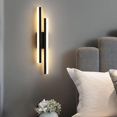 Comely Lampa ścienna LED 16W, 3 tryby ściemniania lampy ściennej LED, 3000/4000K/6500K Czarna lampa ścienna do sypialni, salonu, schodów, przedpokoju Comely Lampa ścienna LED 16W, 3 tryby ściemniania lampy ściennej LED, 3000/4000K/6500K Czarna lampa ścienna do sypialni, salonu, schodów, przedpokoju