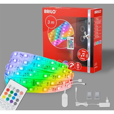 BRILONER Taśma LED RGBIC 3m, Magiczna taśma LED RGB, sterowana muzyką, czujnik muzyczny, pilot, taśma LED, oświetlenie LED, taśma LED RGBIC BRILONER Taśma LED RGBIC 3m, Magiczna taśma LED RGB, sterowana muzyką, czujnik muzyczny, pilot, taśma LED, oświetlenie LED, taśma LED RGBIC