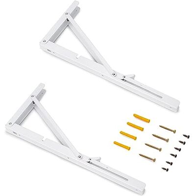 Emuca Składane podpórki do półek, 403mm, Malowane na biało, Stal Emuca Składane podpórki do półek, 403mm, Malowane na biało, Stal